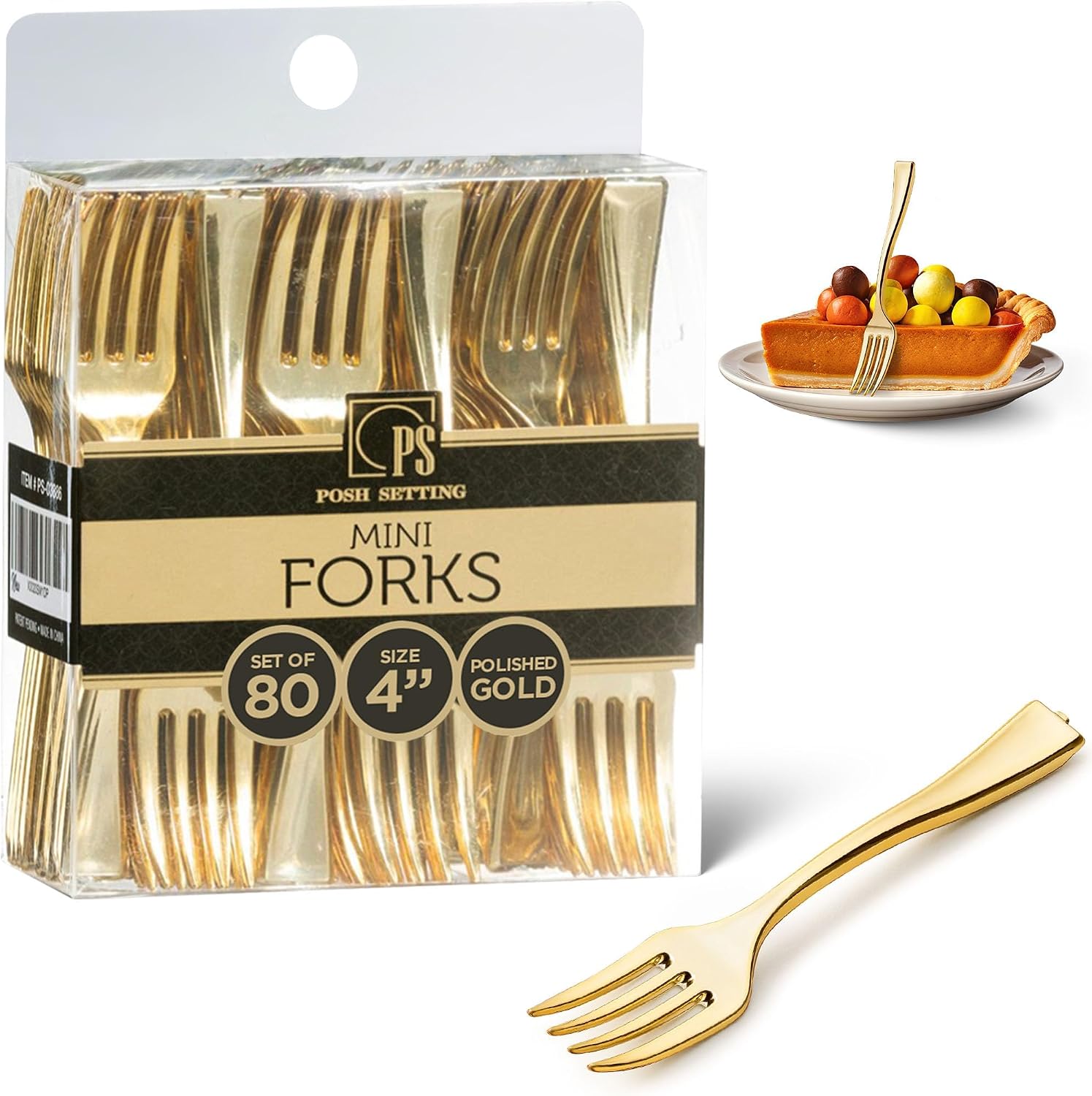 Posh Setting - Plastic Mini Forks  Gold Mini Forks  Gold Plastic Mini Dessert Forks  Disposable Tiny Gold Forks  4 inch Gold Plastic Forks  Taster Forks  Small Forks  Appetizer Forks (80 Pack)