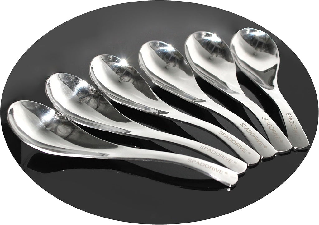 Set of 6-6.5 x1.8 Inches Functional Heavy-Weight Stainless Steel Soup Spoons Table Spoons with Modern Look Excellent Shape (6)