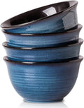 Hasense Ceramic Soup Bowls Set of 4  40 Ounce Large Cereal Bowls for Kitchen  7 Inch Serving Bowls for Salad Pasta Ramen Pho Popcorn  Dishwasher Microwave Safe  Navy Blue