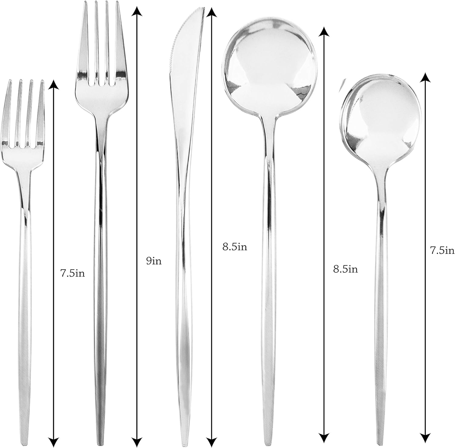 Novelty Modern Flatware  Cutlery  Disposable Plastic Salad forks Luxury Silver 64 Count