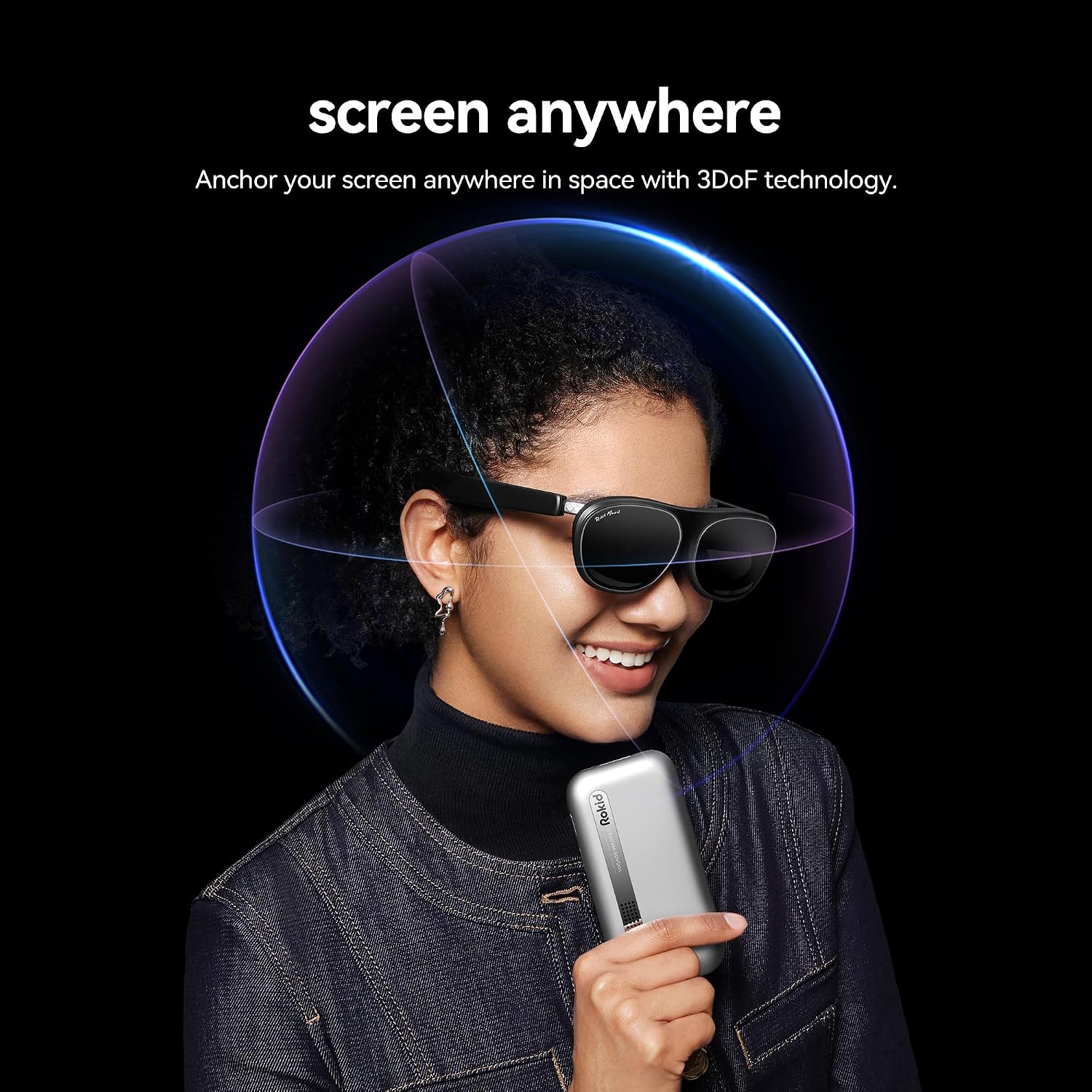 Rokid AR Spatial Video Glasses with 3-Screen Display  Max2 Black AR Glasses & Station2 Spatial Computer with 360" Micro-OLED  120Hz OLED  600 Nits  Multi-Tasking for Gaming