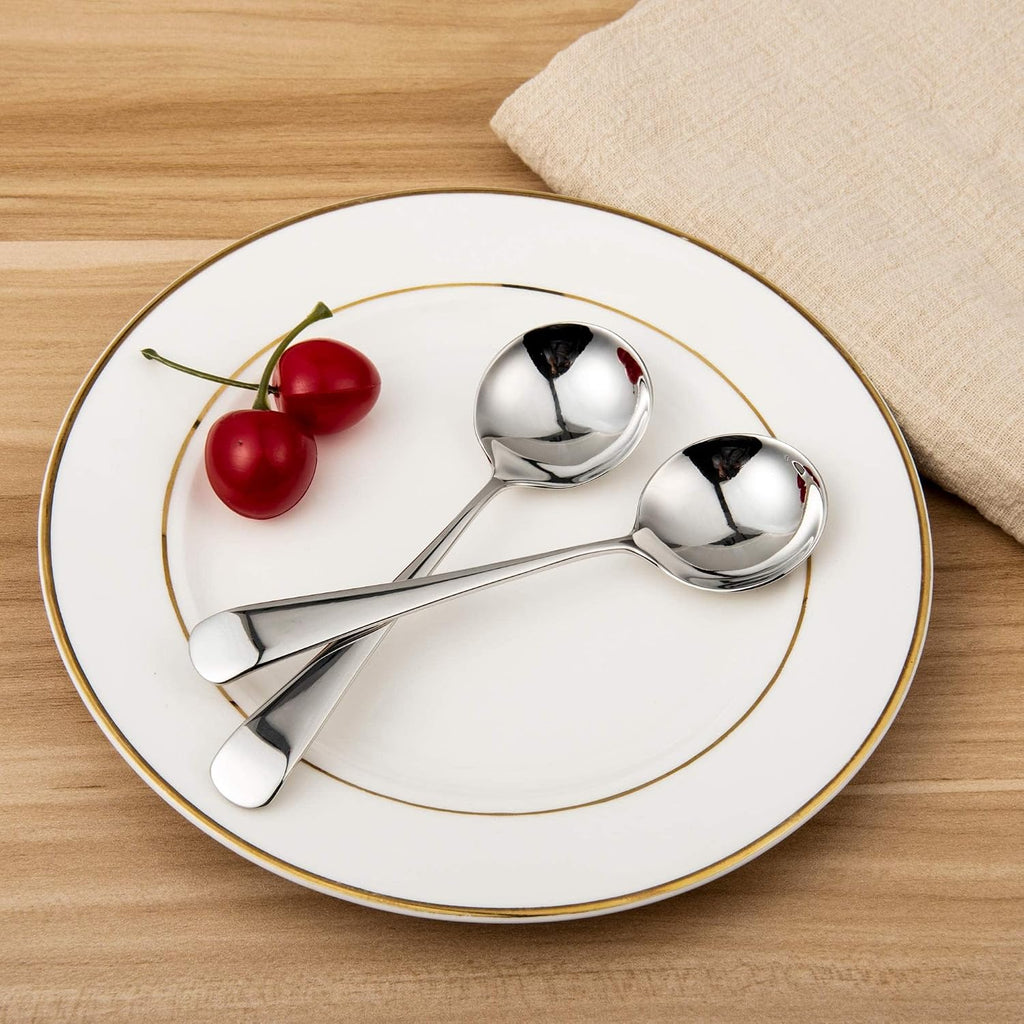 IMEEA Roud Soup Spoons SUS304 Stainless Steel Small Soup Spoons 6-Inch  Set of 4