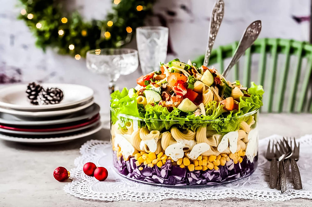 Large Glass Salad Bowl - Microwave & Dishwasher Safe - Centerpiece Serving Bowl - Mixing and Serving Dish - Clear Borosilicate Glass Fruit Bowl and Trifle Bowl  100oz.