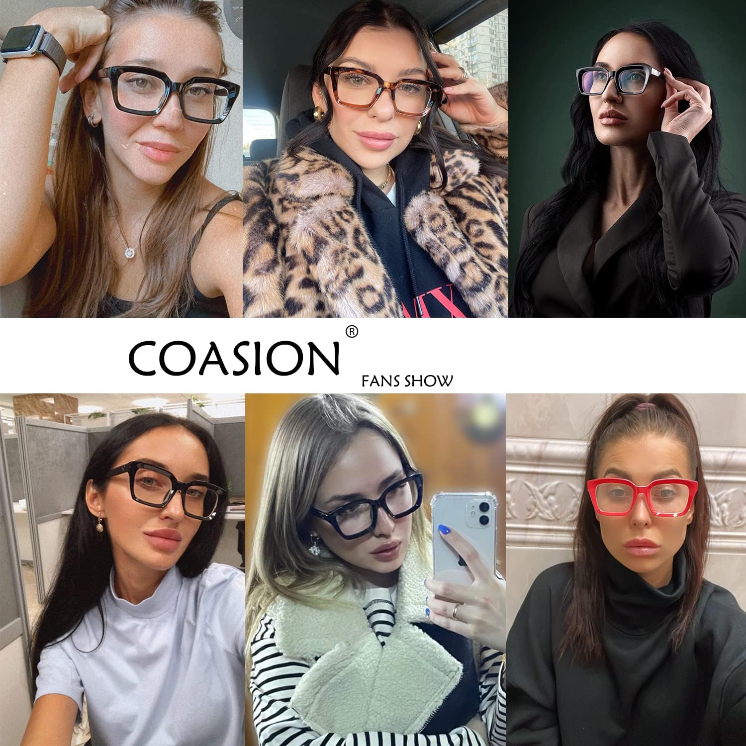 COASION Classic Non-prescription Clear Lens Eyeglasses for Women Thick Square Frame Eyewear