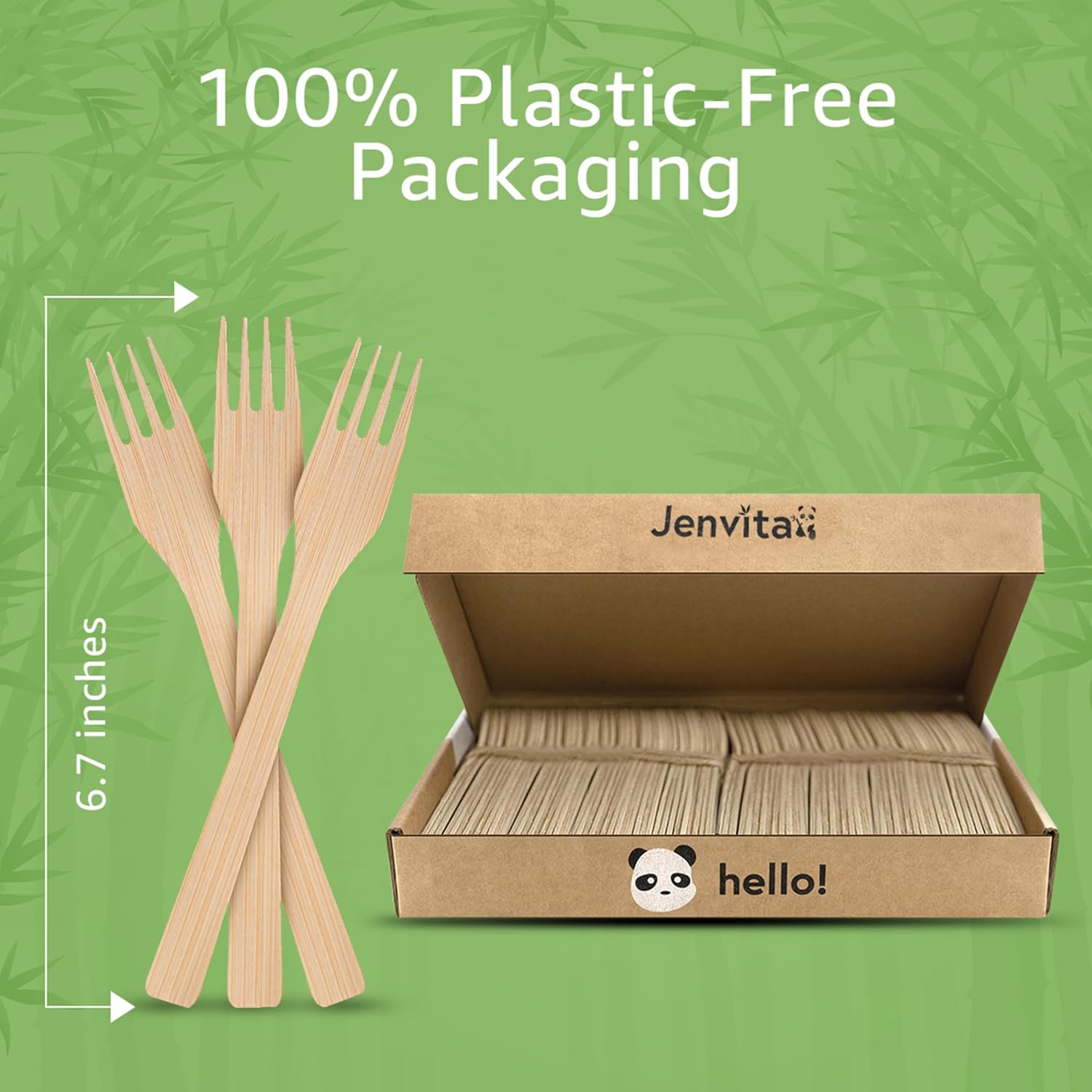 100% Bamboo Forks Set - High End Disposable Cutlery (100 Biodegradable Forks) | Reusable or Disposable Bamboo Utensils | Compostable FSC Certified Flatware for Weddings  Camping  Parties