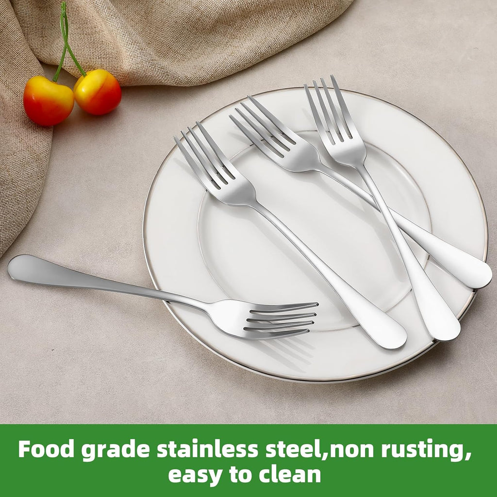 12 Piece Dinner Forks Set  Food-Grade Stainless Steel Forks Silverware  Cutlery Fork  Salad Fork  Metal Forks for Home  Kitchen or Restaurant  Mirror Polished  Dishwasher Safe - 7.3 Inch