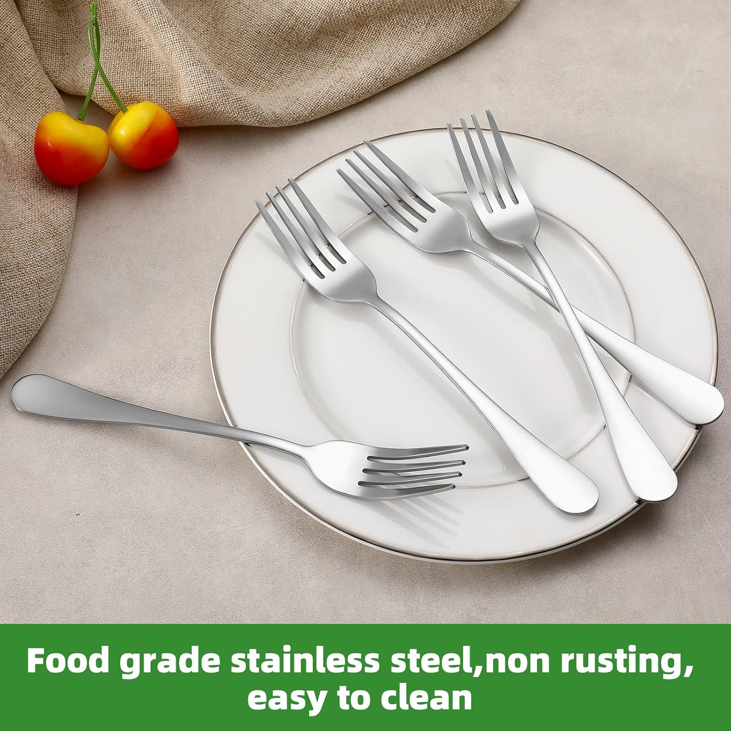 12 Piece Dinner Forks Set  Food-Grade Stainless Steel Forks Silverware  Cutlery Fork  Salad Fork  Metal Forks for Home  Kitchen or Restaurant  Mirror Polished  Dishwasher Safe - 7.3 Inch