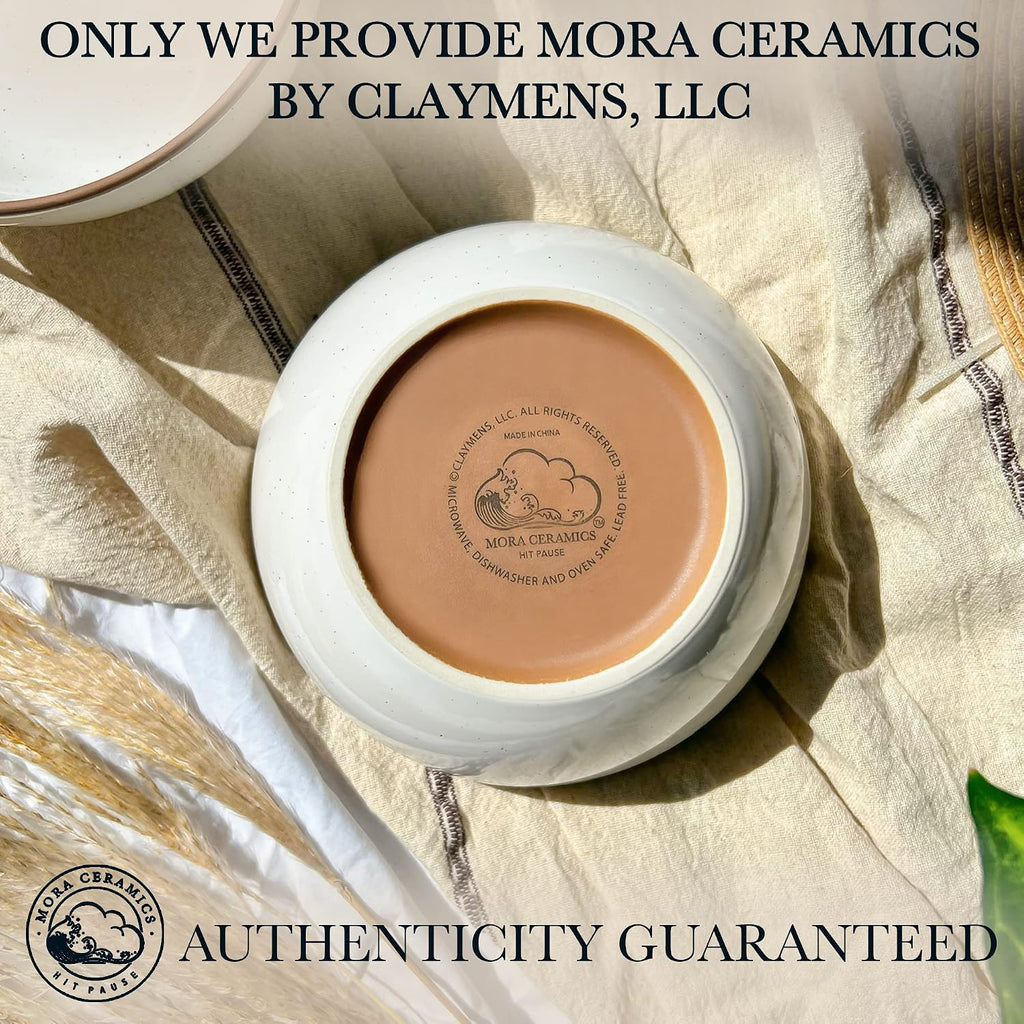 Mora Ceramic Bowls For Kitchen  28oz - Bowl Set of 4 - For Cereal  Salad  Pasta  Soup  Dessert  Serving etc - Dishwasher  Microwave  and Oven Safe - For Breakfast  Lunch and Dinner - Vanilla White
