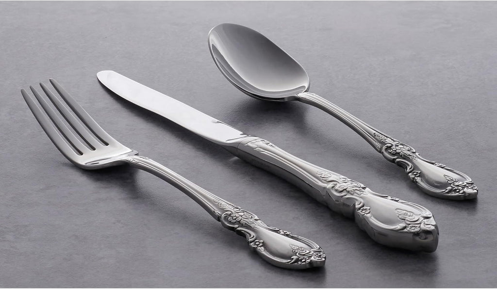Oneida Louisiana 4-Piece Fine Dinner Forks Stainless Steel Silverware Set  18/8 Stainless Steel Fork Set  Service For 4  Dishwasher Safe  Mirror Finish  Utensils  Flatware Tableware (Silver  4 Piece)