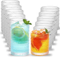 Moretoes Hobnail Drinking Glasses Set of 12  12 Oz Highball Glasses & 10 Oz Cocktail Glasses  Clear Embossed Boho Glass Cups Kitchen Bar Tumbler Glassware Set for Whiskey  Beer  Juice  Milk
