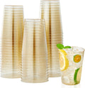 JOLLY CHEF 100 Pack 10 oz Gold Glitter Plastic Party Cups  Disposable Plastic Tumblers  Gold Drinking Glasses with Glitter Suitable for Wedding  Thanksgiving Day  Christmas Halloween