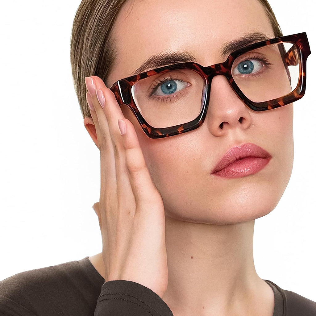 livho Oversized Blue Light Blocking Glasses for Woman and Men - Rectangle Fashion Glasses for Computer  Chic Preppy Frame