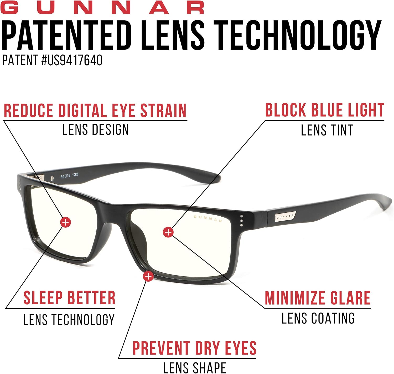 GUNNAR - Blue Light Reading Glasses - Blocks 65% Blue Light - Vertex