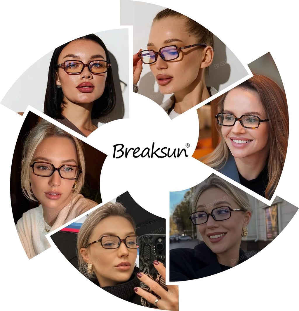 Retro Rectangle Glasses for Women Men Small Square Blue Light Blocking Glasses Vintage Eyeglasses