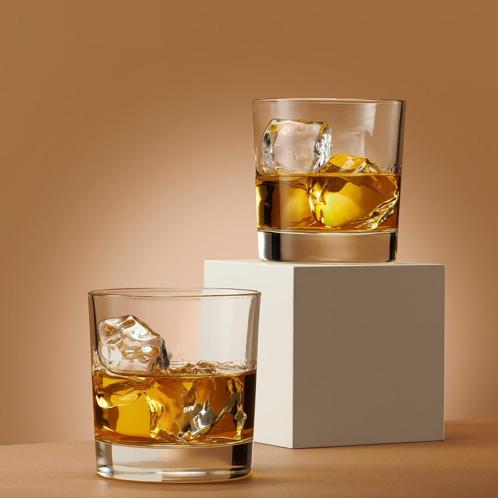 Godinger Old Fashioned Whiskey Glasses  Italian Made Drinking Glasses  Glass Cups  Whiskey Gifts - Set of 4