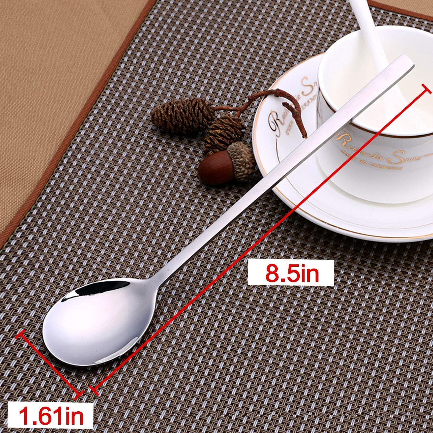 IQCWOOD Spoons  8 Pieces Korean Spoon  8.5 Inch Stainless Steel Table Soup Spoons with Long Handles for Home  Kitchen  or Restaurant Flatware Set