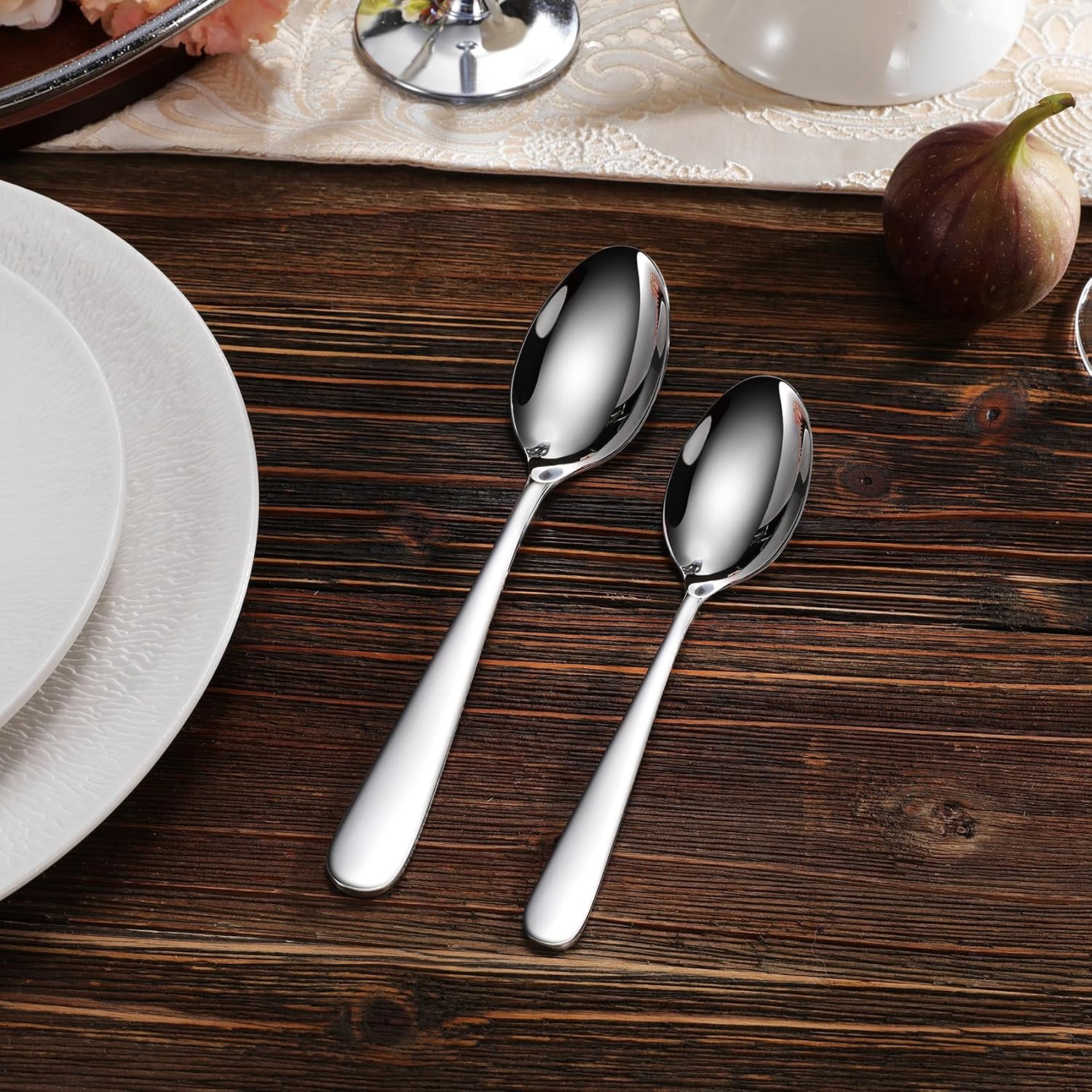 KEAWELL Premium Louise Spoons Set  Set of 4  18/10 Stainless Steel  Exceptional mirror finish  Dishwasher Safe (7.6" Dinner Spoon)
