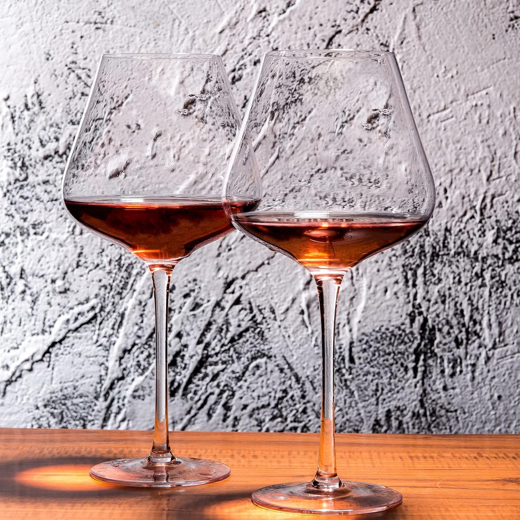 BACLIFE Hand Blown Red Wine Glasses Set of 4 – 23 oz Burgundy Wine Glasses With Long Stem – Large Premium Crystal Wine Glass – Unique Gift for Wedding  Anniversary  Mother’s Day – Clear