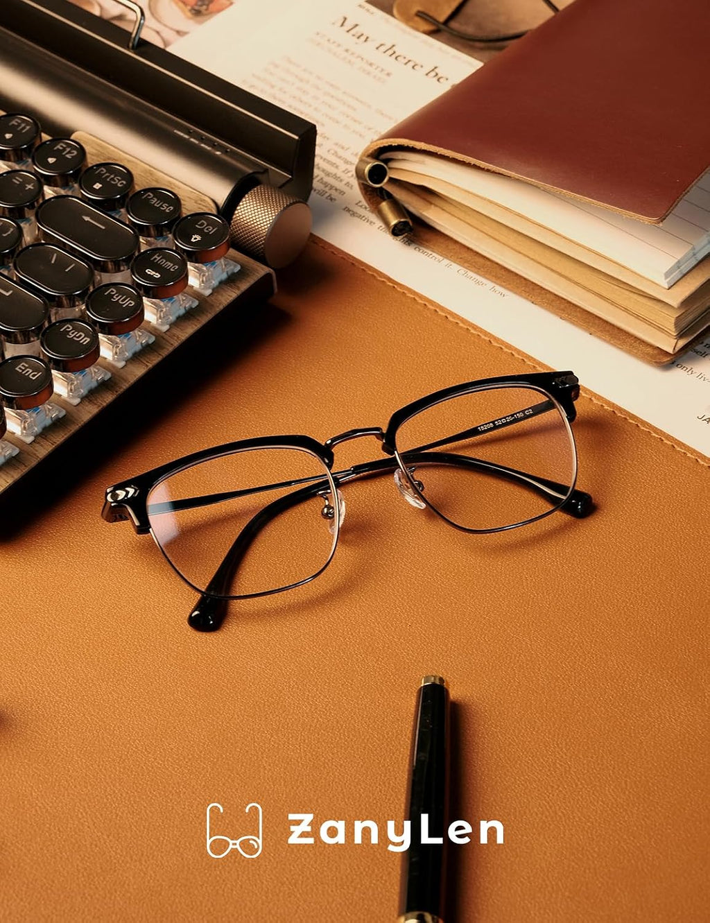 Blue Blocker Glasses for Men Metal Browline Computer Gaming Glasses With Blue Ray Filter (Gunmetal/Black TR90 Eyeglasses)
