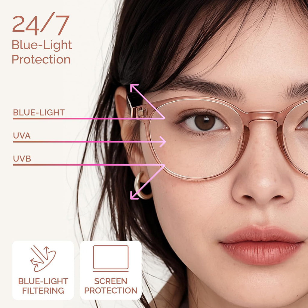 miyya Blue Light Blocking Glasses Women  Fashion Round Transparent Anti Blue Light Glasses with Anti Eyestrain & UV Glare