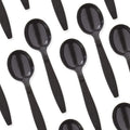 Extra Sturdy  Pro-Grade Plastic Soup Spoons 50 CT. Black  Heavy Duty Recyclable Utensils for Soups  Stews  Chili and Gumbo. Heavyweight Round Spoon is Perfect for Restaurants  Diners and Catering