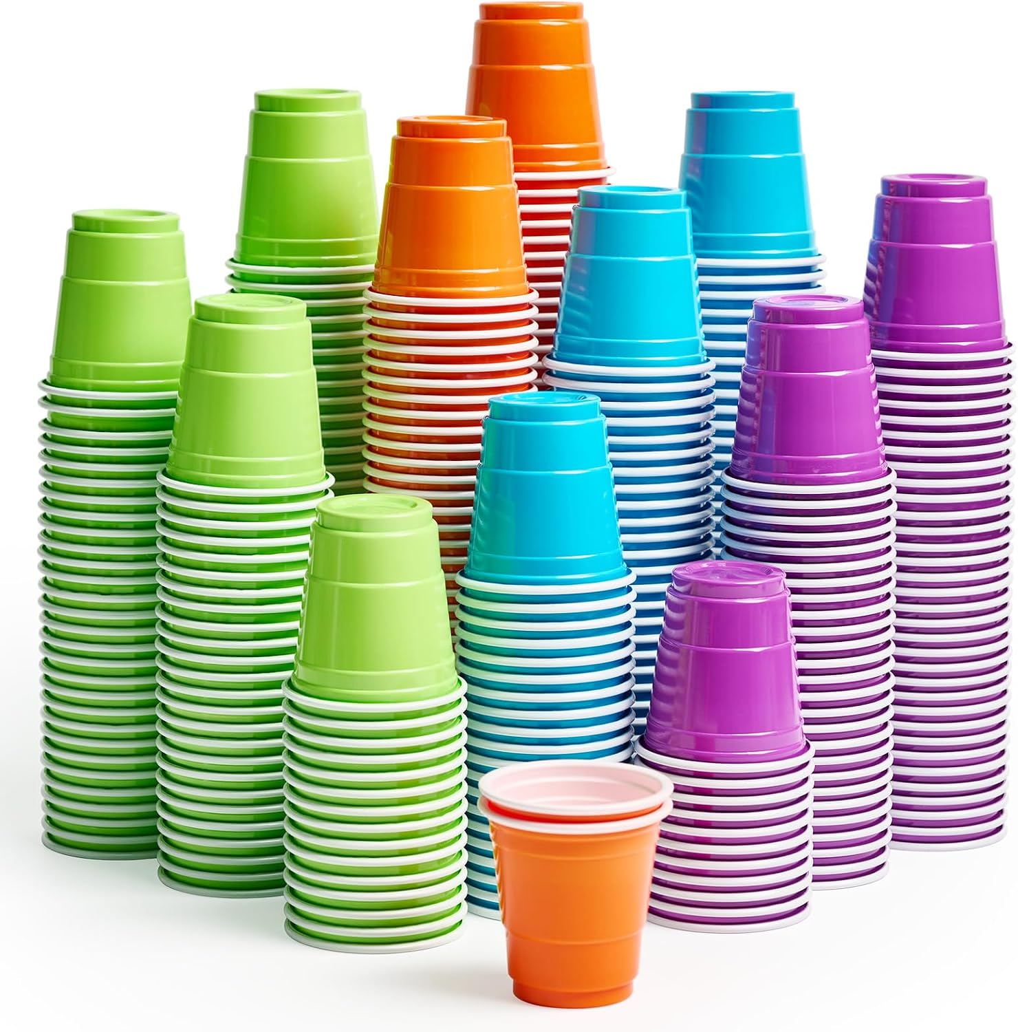 Lilymicky 600 Count 2 oz Plastic Shot Glasses  Mini Disposable Shot Cups  2 oz Assorted Color Shot Cups for Parties  Shooting Games