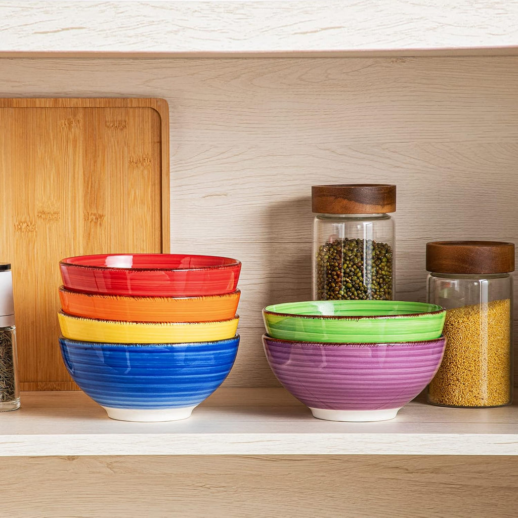 vancasso Bonita Cereal Bowls Set of 6-27 Oz Ceramic Soup Bowls  Microwave & Dishwasher Safe  6 Inch Colorful Serving Bowls for Kitchen