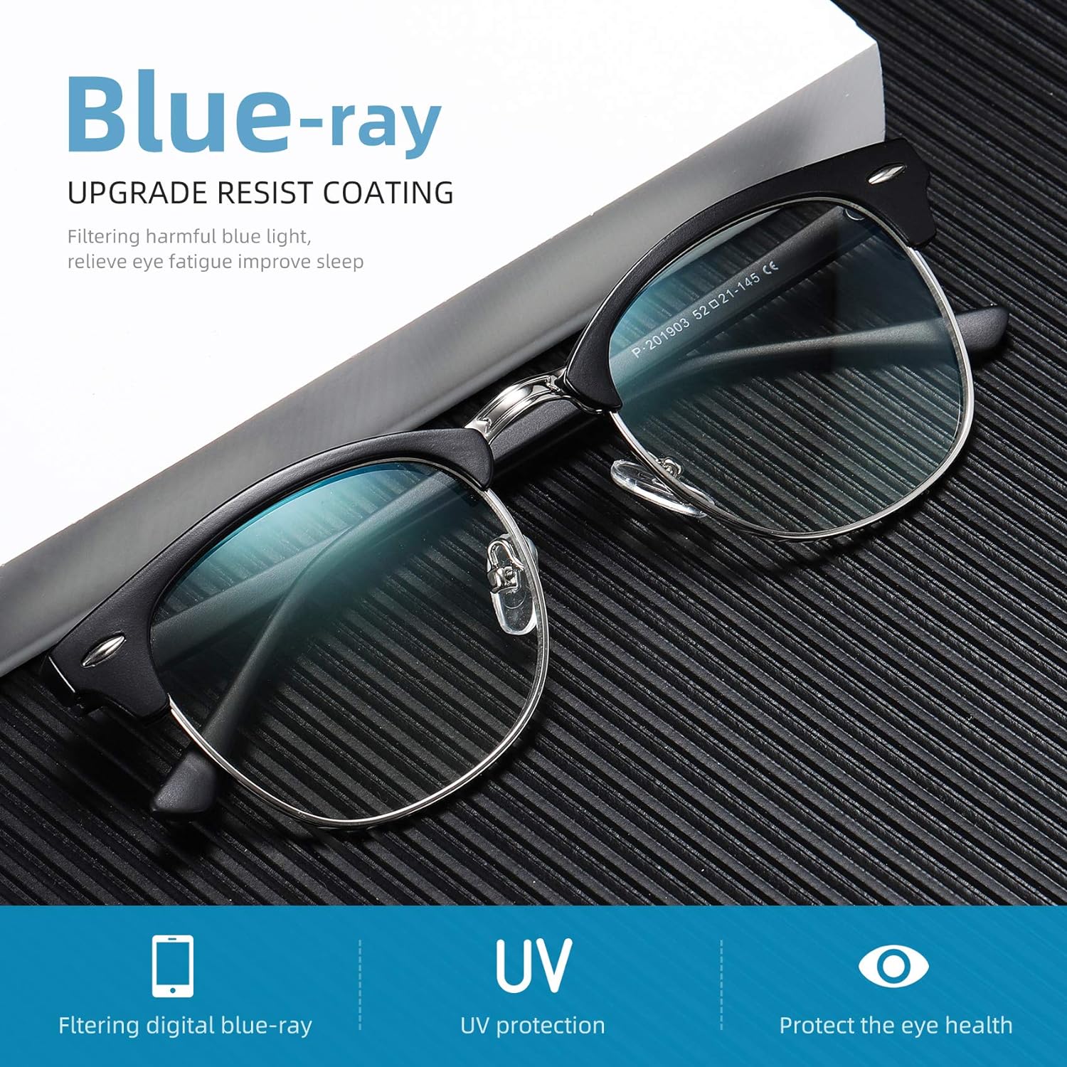 Blue Light Blocking Glasses Vintage Half Frame UV Clear Lens Anti Eyestrain Computer Gaming Glasses for Women Men
