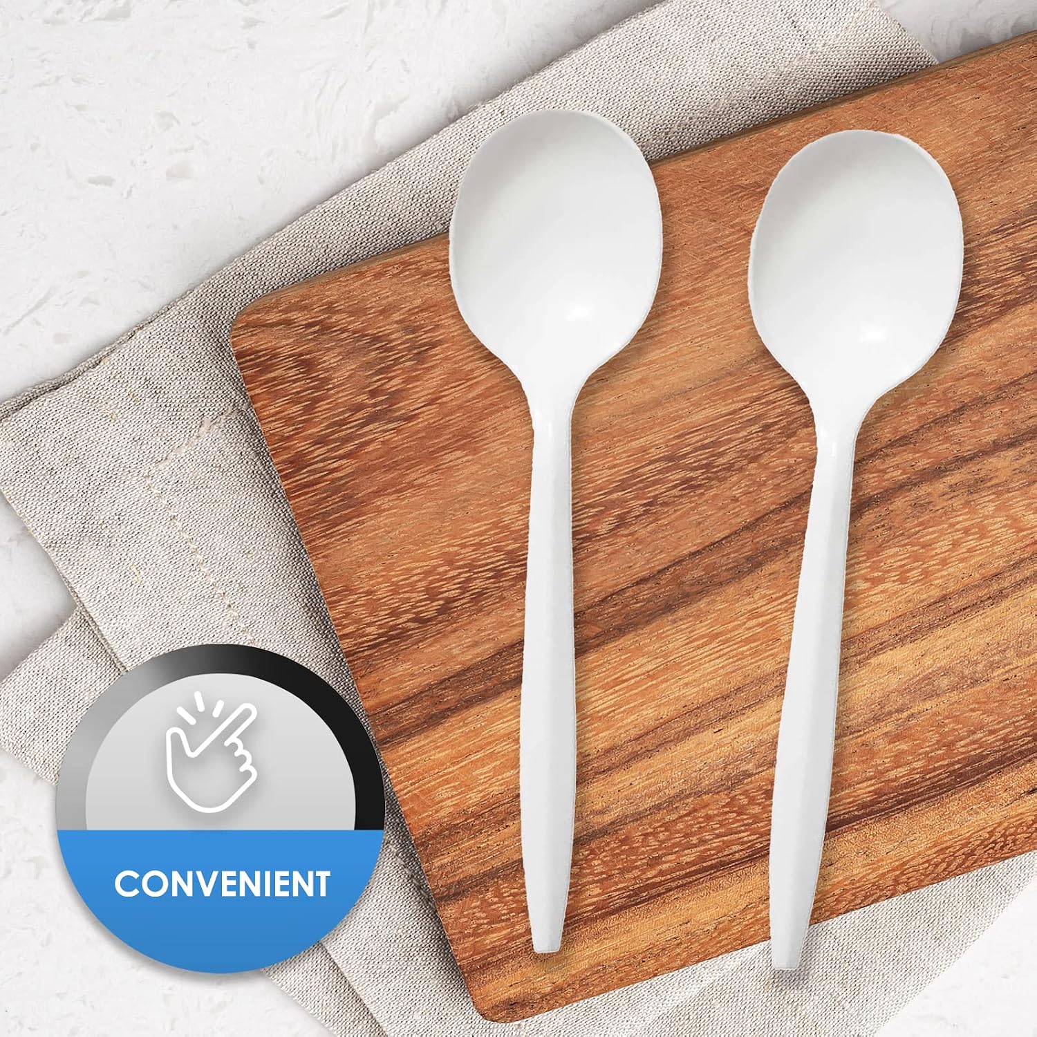 PAMI 400-Pack Medium-Weight Disposable Bulk Plastic Teaspoons for Parties  Weddings  Catering  Takeout & More (Soup Spoons White)