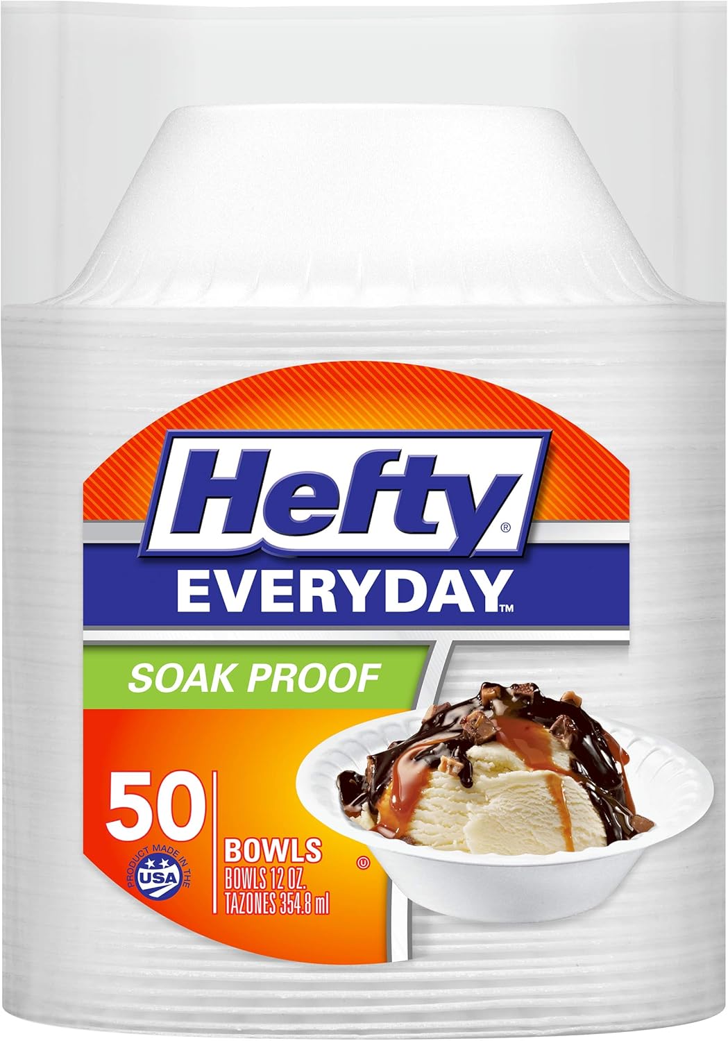 Hefty Everyday Soak-Proof Foam Bowls  12 Ounce  50 Count