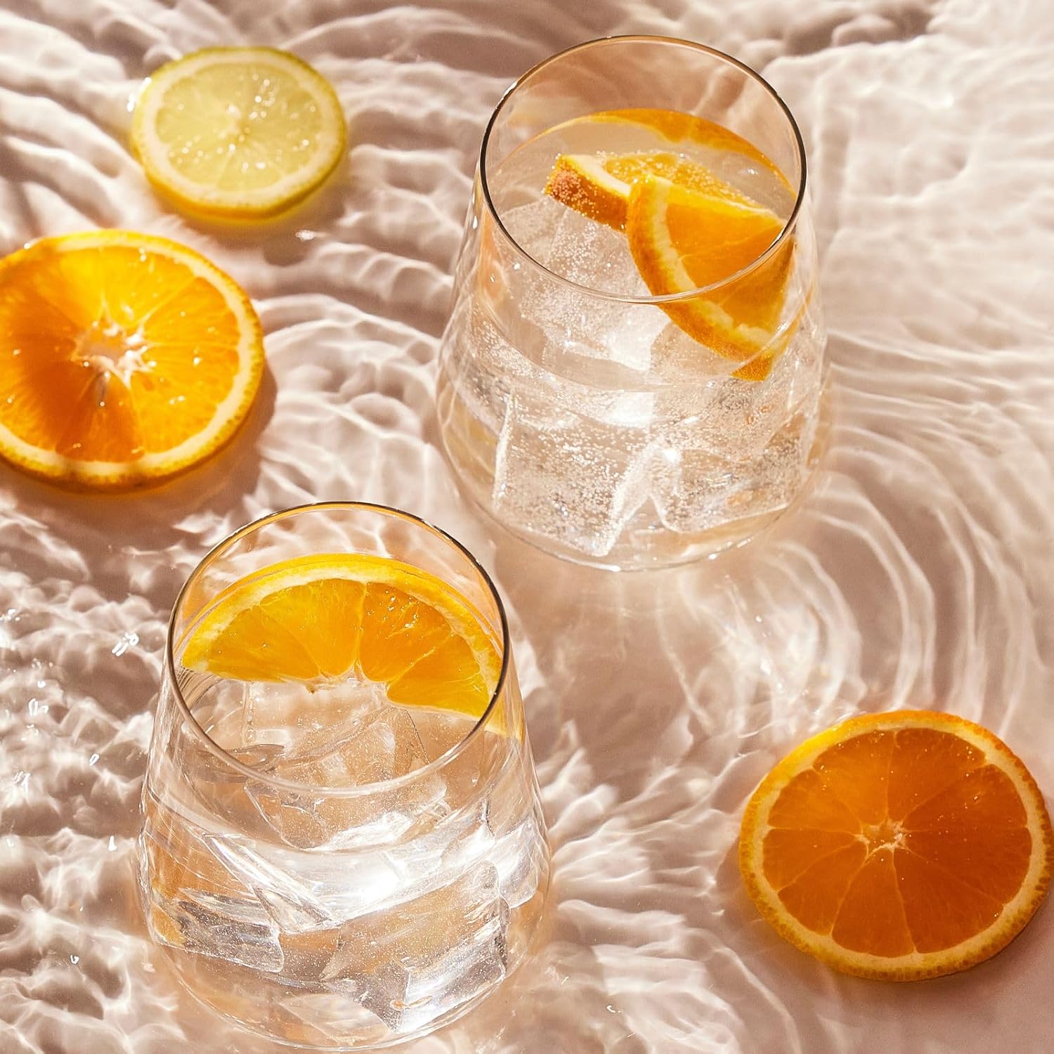 Krosno Water Juice Drinking Glasses  Set of 6  12.9 oz  Avant-Garde Collection  Crystal Glass  Lightweight Everyday Drinking Glasses  Multi-Purpose  Dishwasher Safe  Made in Europe