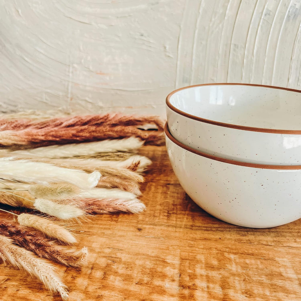 Mora Ceramic Bowls For Kitchen  28oz - Bowl Set of 4 - For Cereal  Salad  Pasta  Soup  Dessert  Serving etc - Dishwasher  Microwave  and Oven Safe - For Breakfast  Lunch and Dinner - Vanilla White