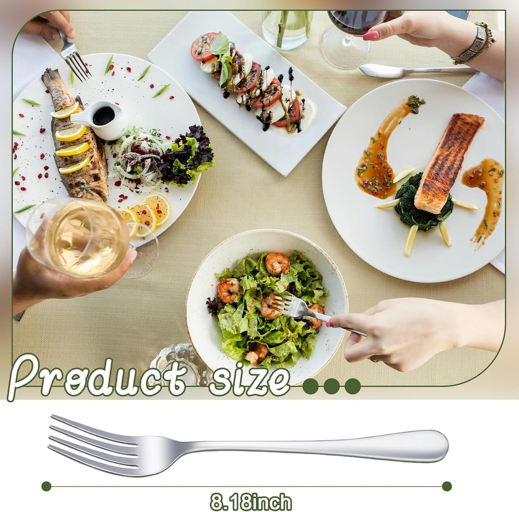 48 Pcs Dinner Stainless Steel Forks Set 8.2 Inch Silverware Forks Bulk Metal Salad Mirror Polished Forks for Dessert  Home  Kitchen  Restaurant