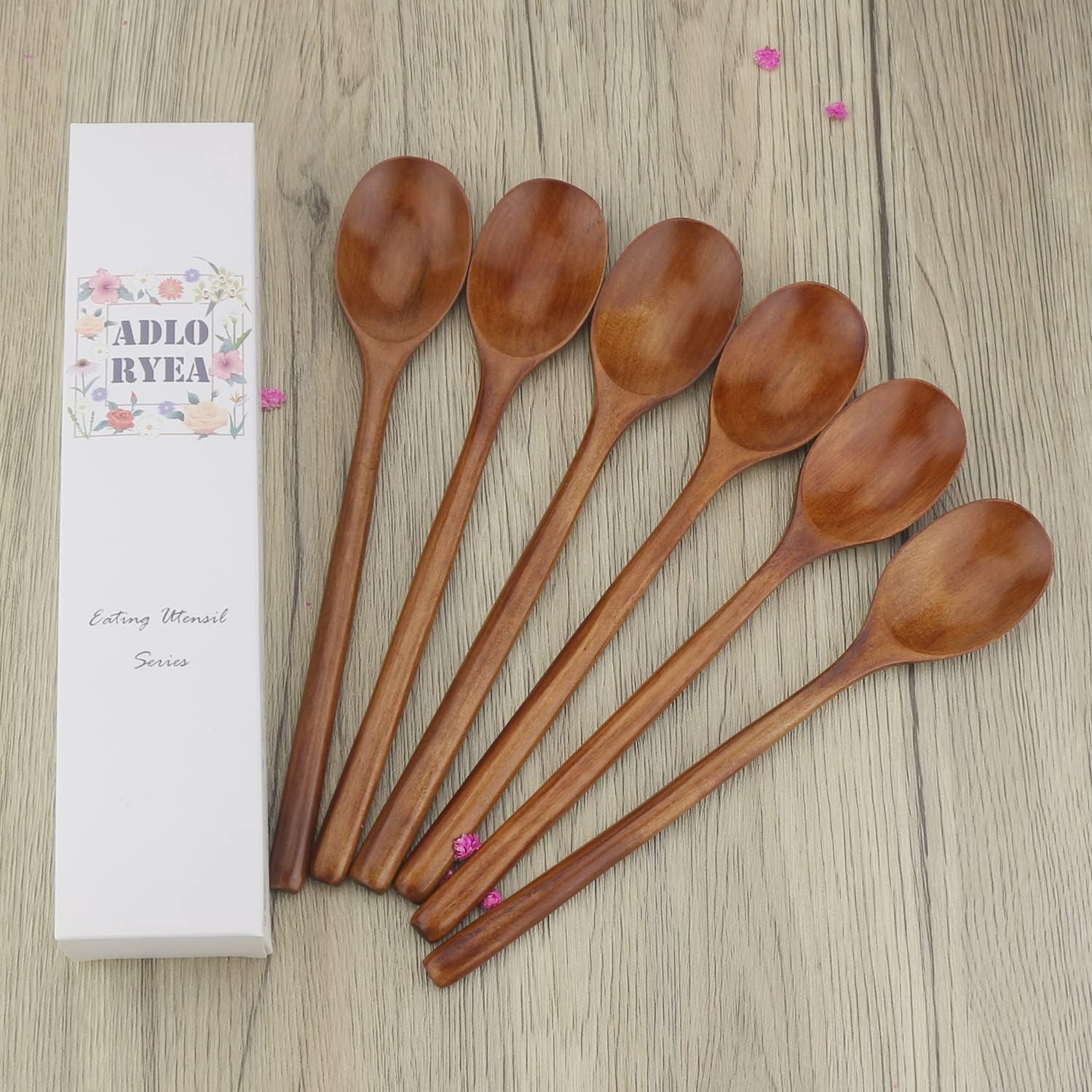Wooden Spoons  6 Pieces 9 Inch Wood Soup Spoons for Eating Mixing Stirring  Wood Spoon with Japanese Style Kitchen Utensil