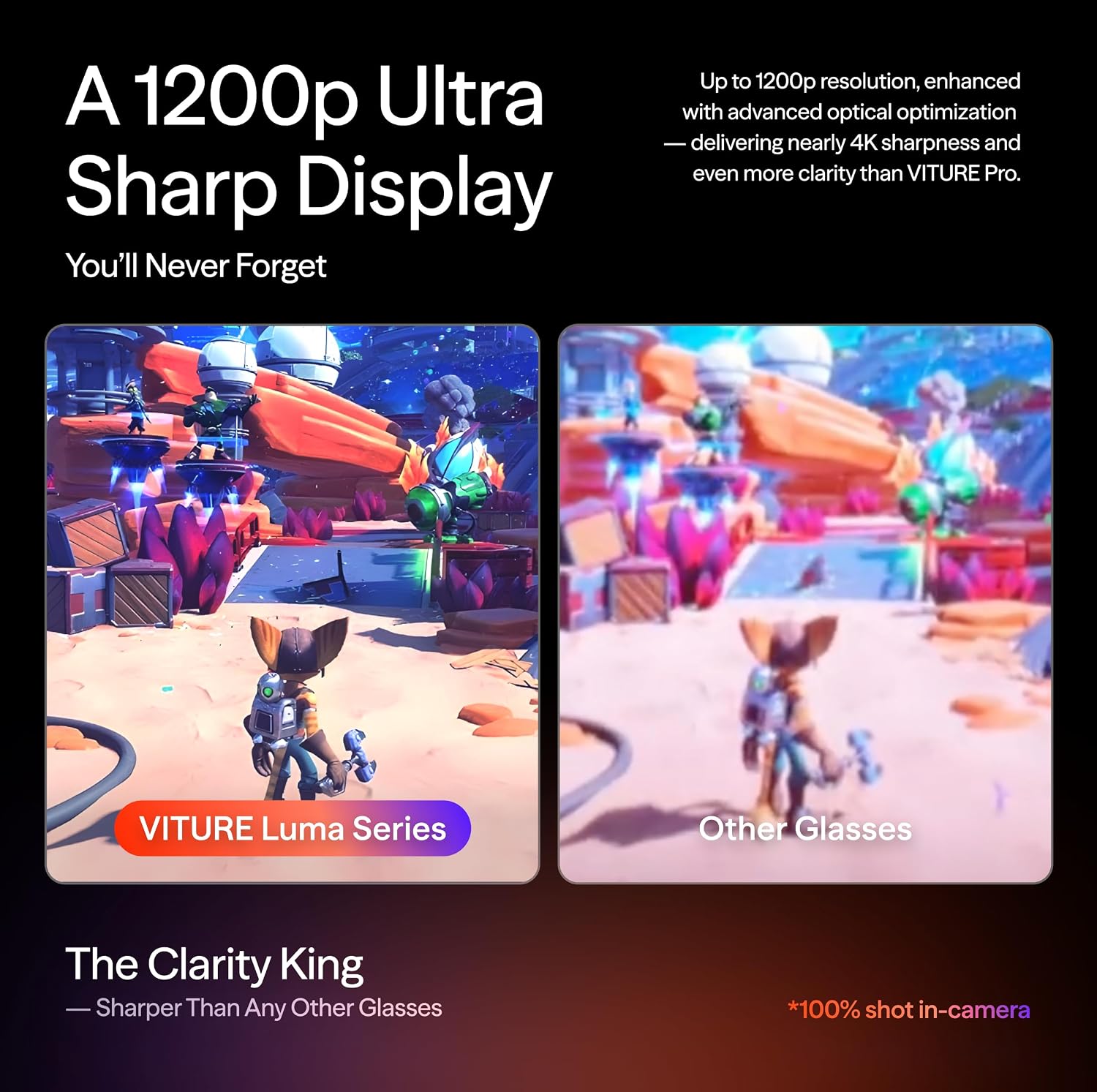 VITURE Luma Pro XR Glasses — 152” 1200p Ultra Sharp Display  1000 Nits  52° FOV  Dimming Adjustments  AR Glass for iPhone 17/16/15  Android  Mac  PC  Steam Deck  First-Ever XR Experience for Switch 2