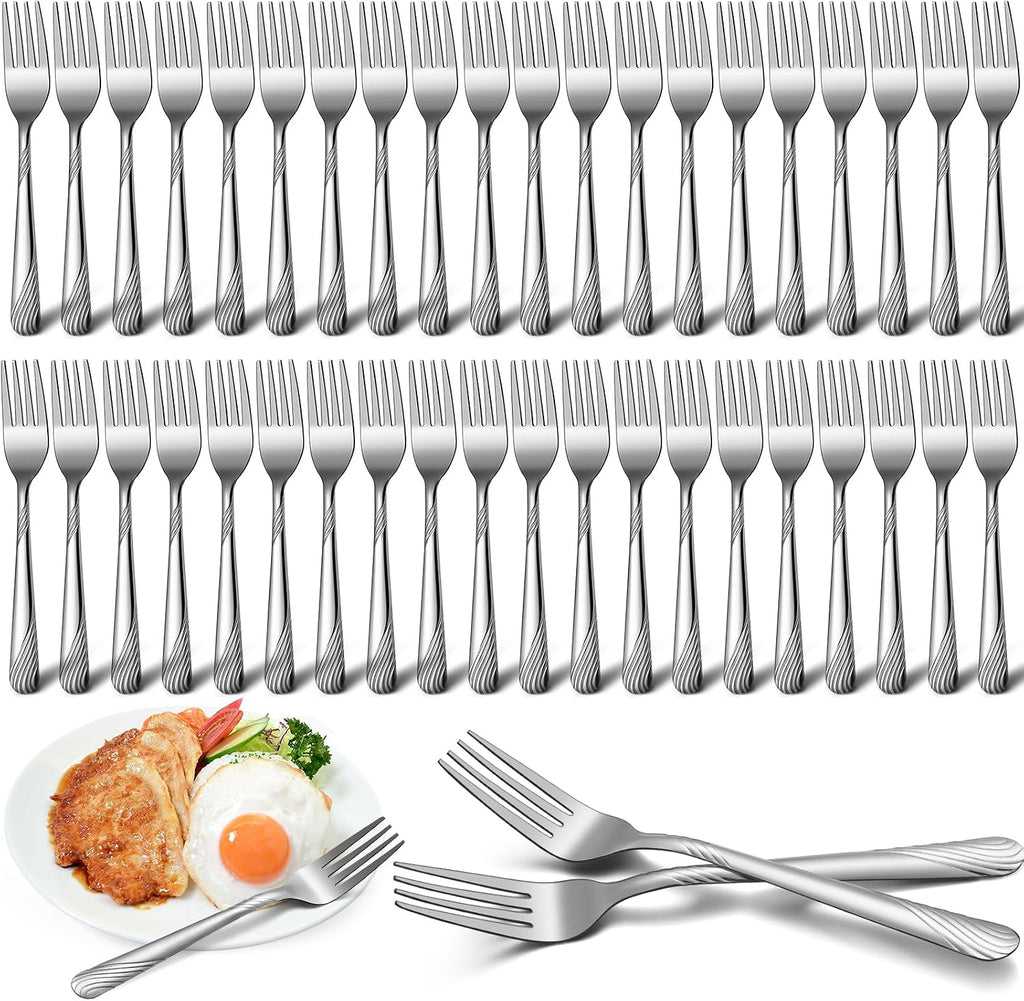 50 Pieces Stainless Steel Forks Silverware Set 6.7 Inches Dinner Flatware Salad Forks Bulk Mirror Polished  Dishwasher Safe  Use for Home  Kitchen and Restaurant