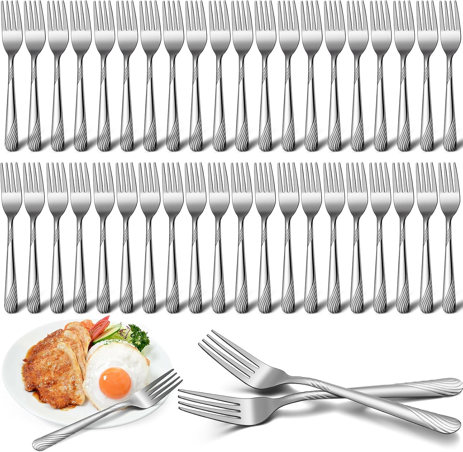 50 Pieces Stainless Steel Forks Silverware Set 6.7 Inches Dinner Flatware Salad Forks Bulk Mirror Polished  Dishwasher Safe  Use for Home  Kitchen and Restaurant