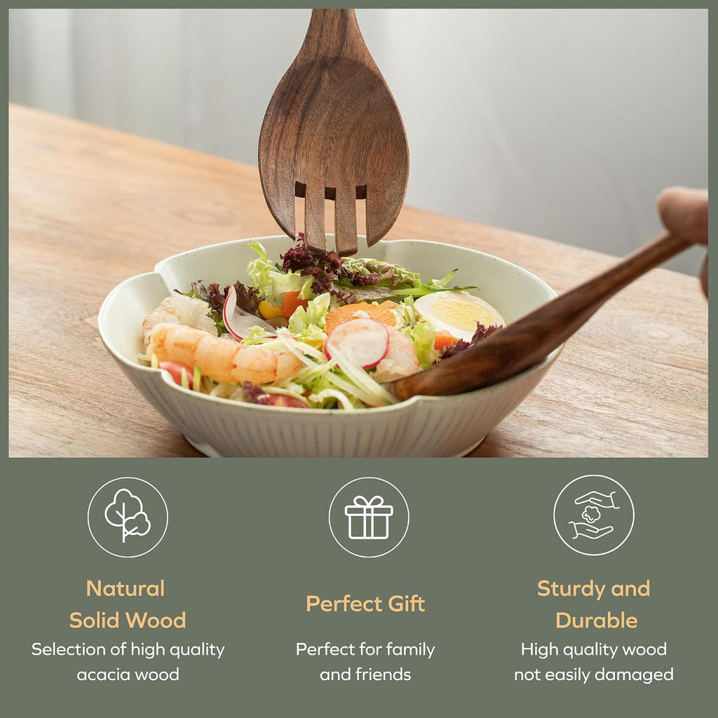 Muso Wood Acacia Salad Servers 10-inch set of 2 (Acacia salad servers)