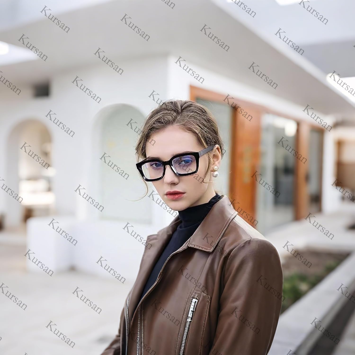 Kursan Classic Non Prescription Clear Lens Black Glasses for Women Men Thick Square Frame Eyeglasses