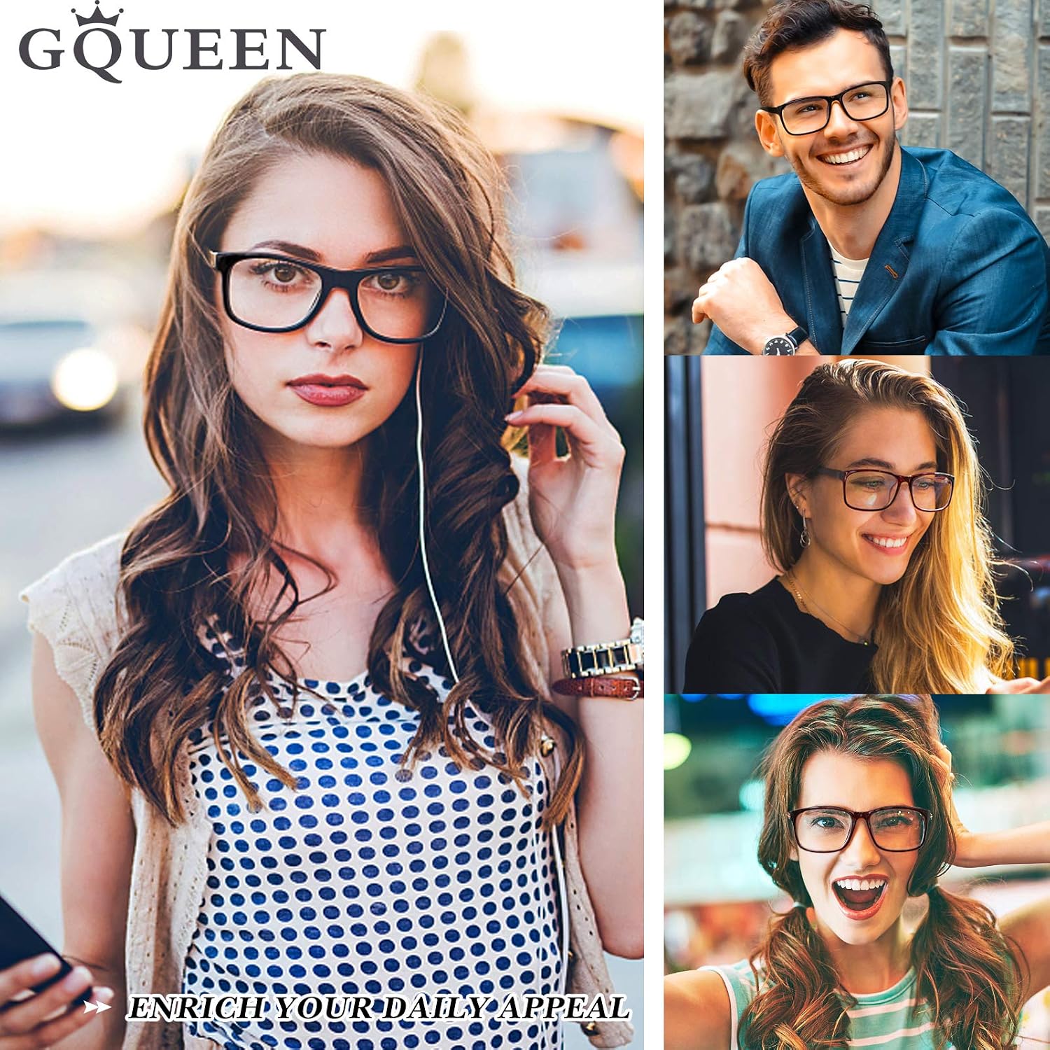 GQUEEN Fake Clear Glasses Non Prescription Glasses Eyeglasses Rectangular Frame  201512