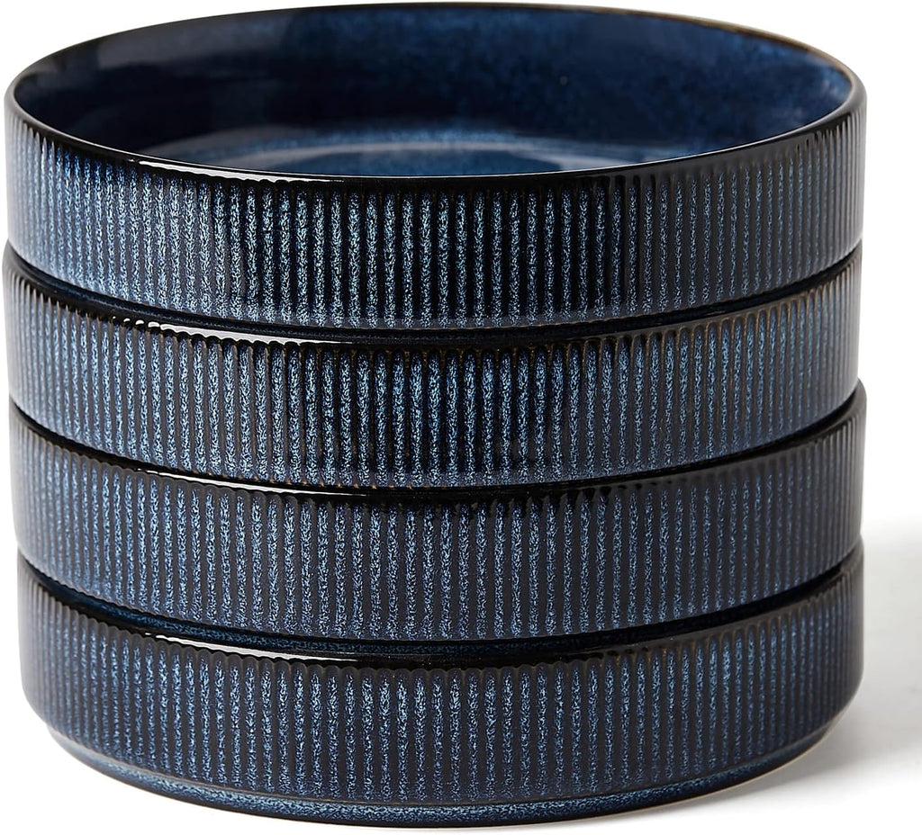famiware Star 7.5" Pasta Bowls Set  Salad Bowl Set of 4  Double Reactive Glaze  Stackable  Ideal for Your Friend for Housewarming  Festivals  Nebulas Blue