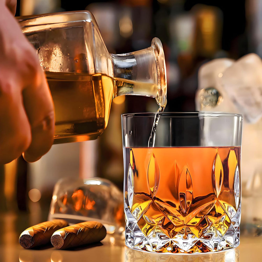 Whiskey Glasses Set of 8  11 oz Crystal Old Fashioned Glasses  Buy 6 Get 2 Free  Perfect for Bourbon  Scotch  Vodka  Gift for Men  Women  Dad  Father