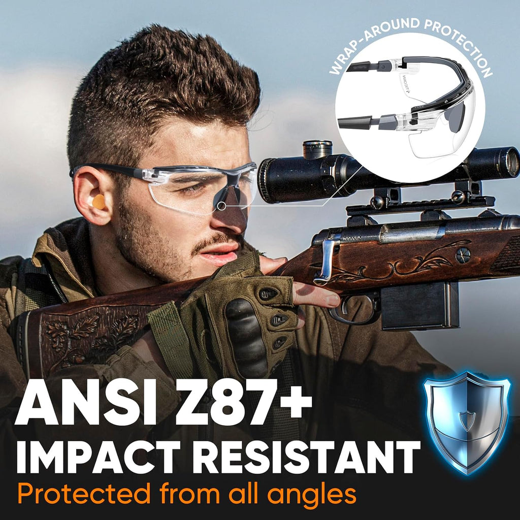 TICONN Anti-Fog Safety Glasses for Men and Women  ANSI Z87.1 Scratch Proof Eye Goggles with Adjustable Arms and UV Protection