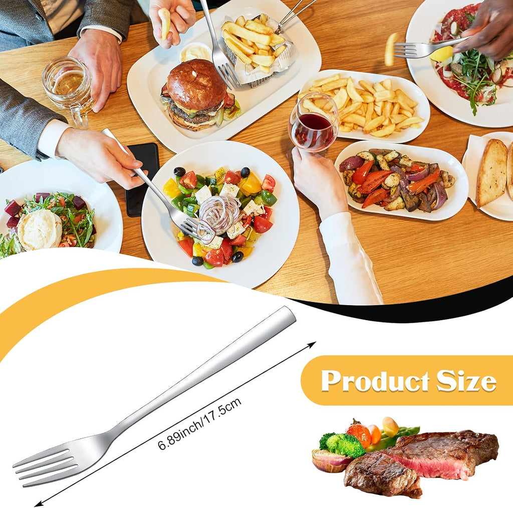Minatee 100 Pieces Dinner Forks Bulk Set 8 Inches Stainless Steel Metal Forks Silverware Flatware Mirror Polished Salad Cutlery for Home Kitchen Restaurant Eating Silverware Utensils