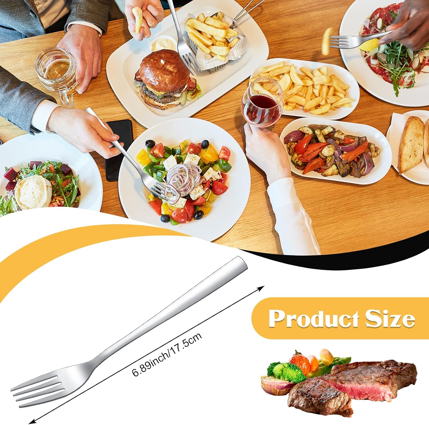 Minatee 100 Pieces Dinner Forks Bulk Set 8 Inches Stainless Steel Metal Forks Silverware Flatware Mirror Polished Salad Cutlery for Home Kitchen Restaurant Eating Silverware Utensils