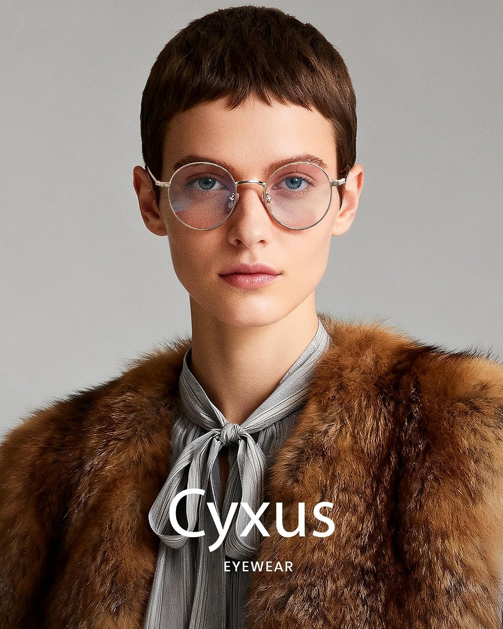 Cyxus Round Blue Light Blocking Glasses Men Woman Wire Frame Ultralight Comfortable Office Computer Gaming Study 8090