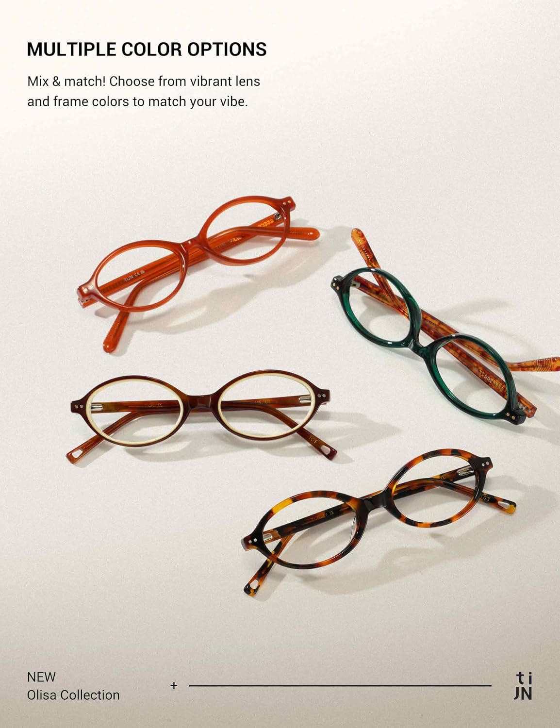 TIJN Olisa Blue Light Blocking Glasses for Women Men Oval Glasses Frame Bluelight Glasses for Gaming/Computer/Screen