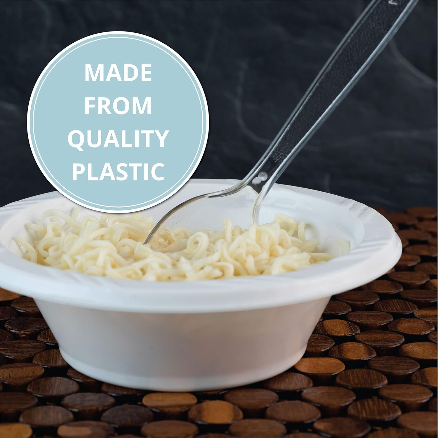 Plasticpro Disposable Clear Plastic Soup Spoons Heavyweight Utensils Pack of 200 Count