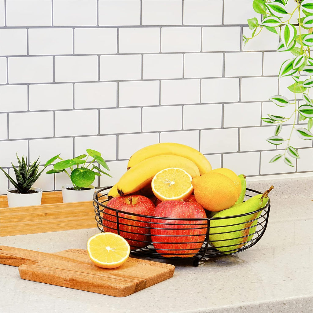 CAXXA Countertop Fruit Bowl  Wire Basket for Fruits  Breads  Vegetables Snacks  Black