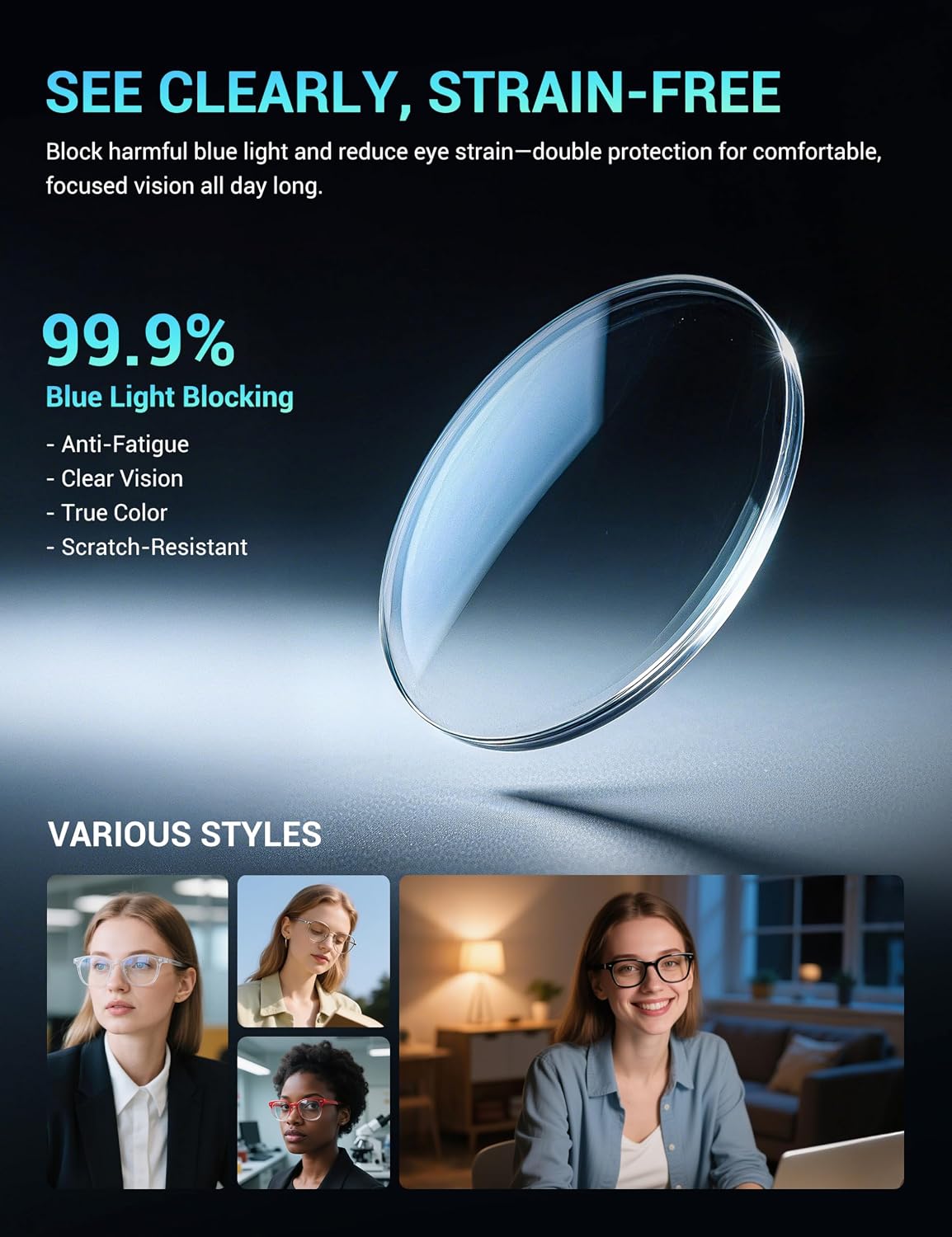 TIJN Olisa Blue Light Blocking Glasses for Women Men Oval Glasses Frame Bluelight Glasses for Gaming/Computer/Screen